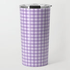 Gingham Plaid Pattern - Lilac Purple Travel Mug Gallery Image 1
