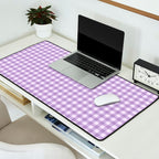 Gingham Plaid Pattern - Lilac Purple Desk Mat Gallery Image 2