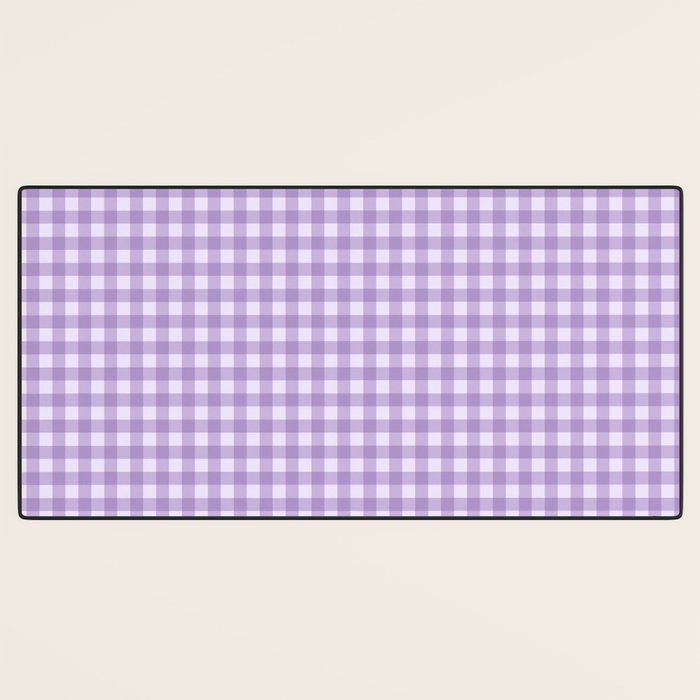 Gingham Plaid Pattern - Lilac Purple Desk Mat Gallery Image 3