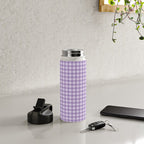 Gingham Plaid Pattern - Lilac Purple Water Bottle Gallery Image 4