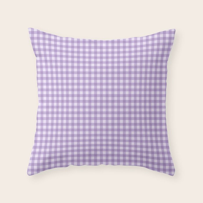 Gingham Plaid Pattern - Lilac Purple Throw Pillow Gallery Image 6