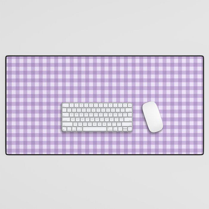 Gingham Plaid Pattern - Lilac Purple Desk Mat Gallery Image 1