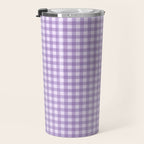 Gingham Plaid Pattern - Lilac Purple Travel Mug Gallery Image 3