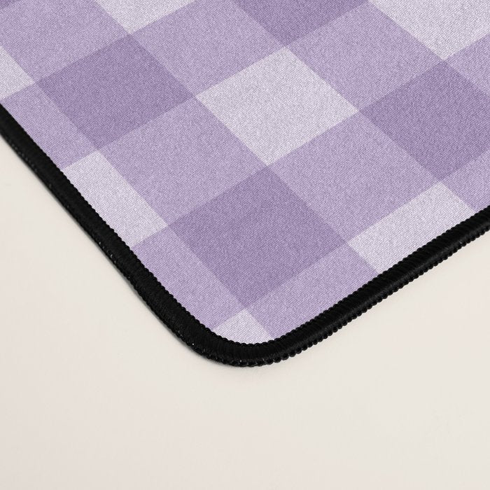 Gingham Plaid Pattern - Lilac Purple Desk Mat Gallery Image 4