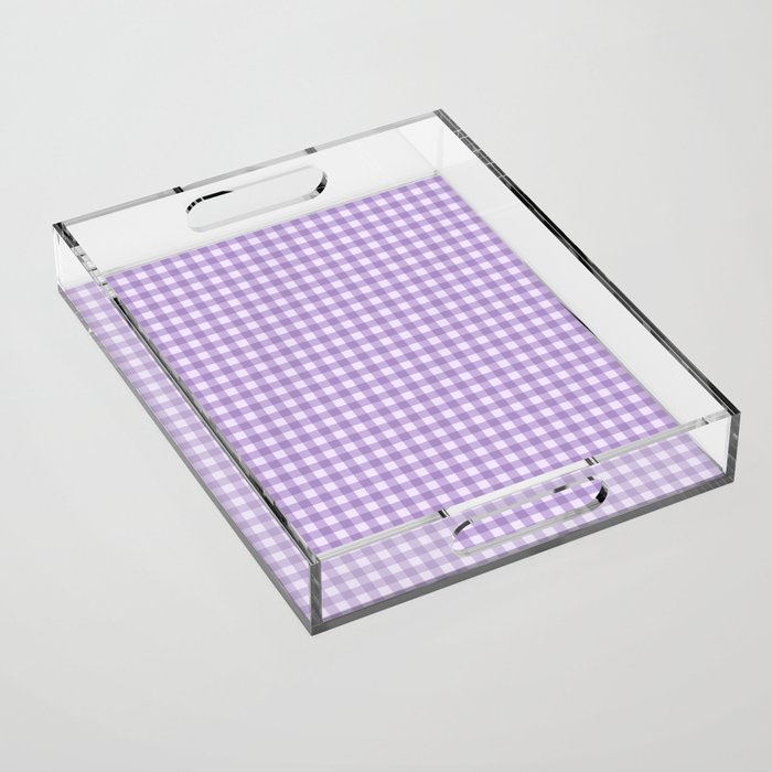 Gingham Plaid Pattern - Lilac Purple Acrylic Tray Gallery Image 1
