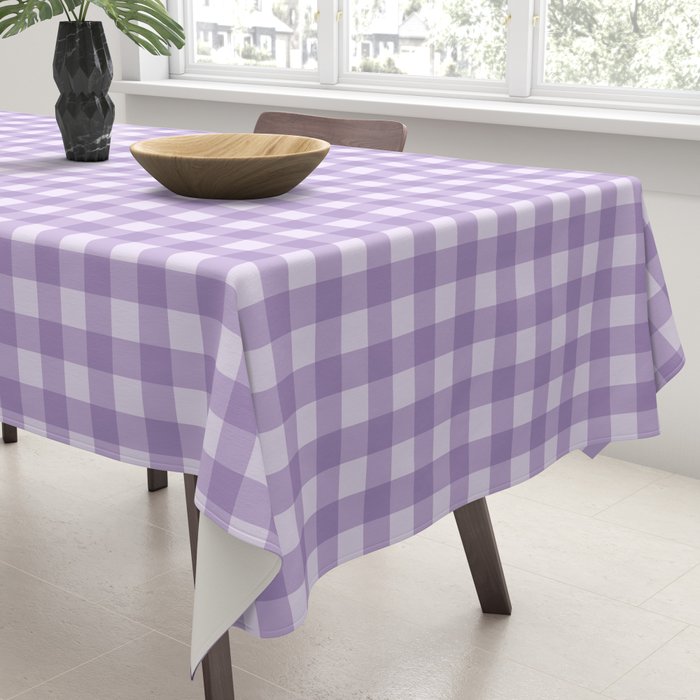 Gingham Plaid Pattern - Lilac Purple Tablecloth Gallery Image 3
