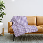 Gingham Plaid Pattern - Lilac Purple Throw Blanket Gallery Image 1