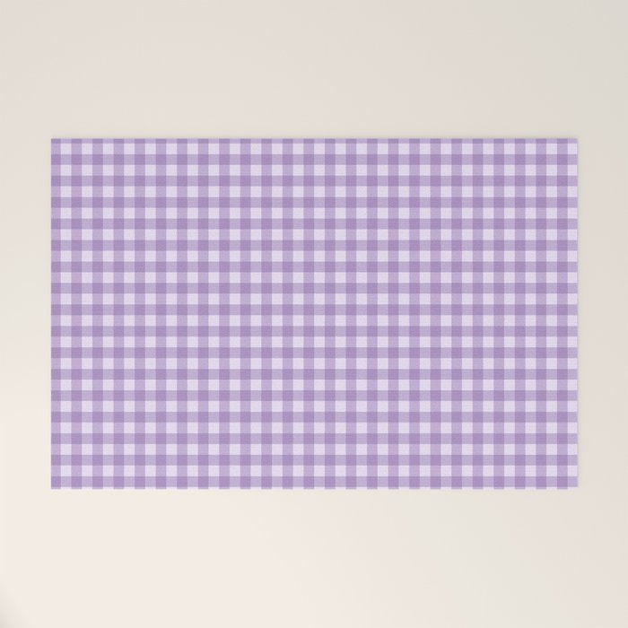 Gingham Plaid Pattern - Lilac Purple Welcome Mat Gallery Image 1