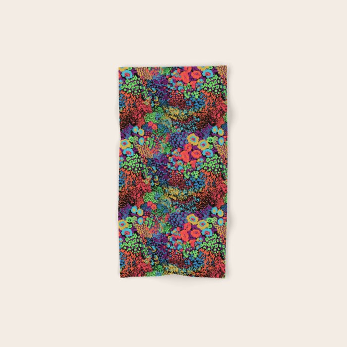 Vintage Floral Neon Bath Towel Gallery Image 1