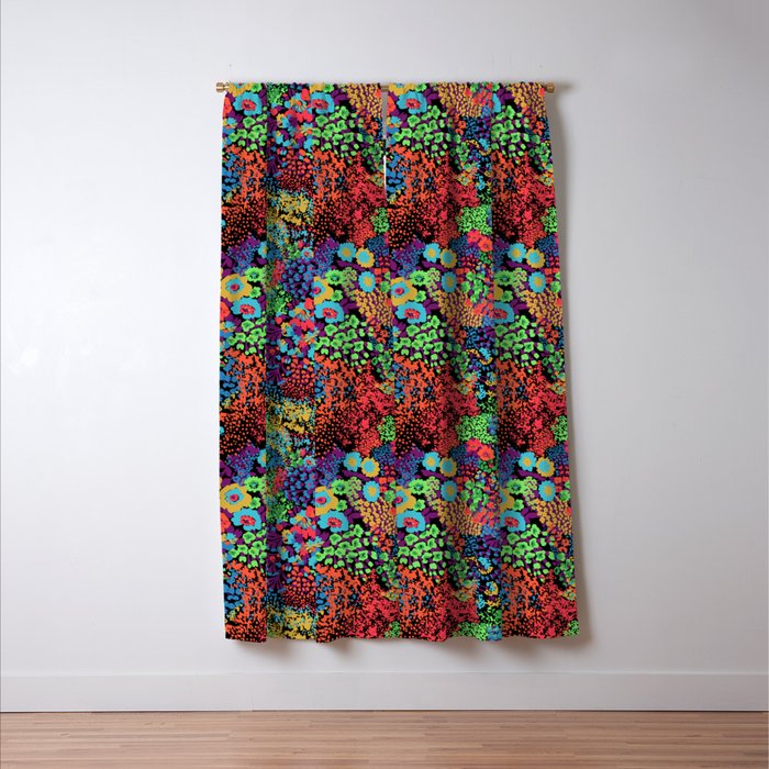 Vintage Floral Neon Window Curtain Gallery Image 3