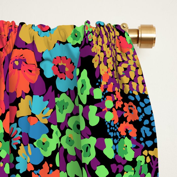 Vintage Floral Neon Window Curtain Gallery Image 2