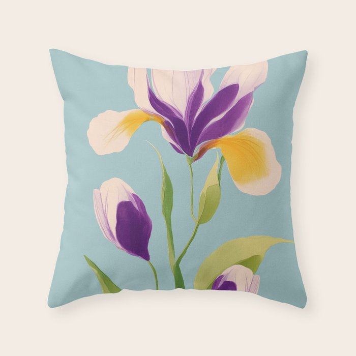 Sun-Kissed Iris Throw Pillow Gallery Image 1