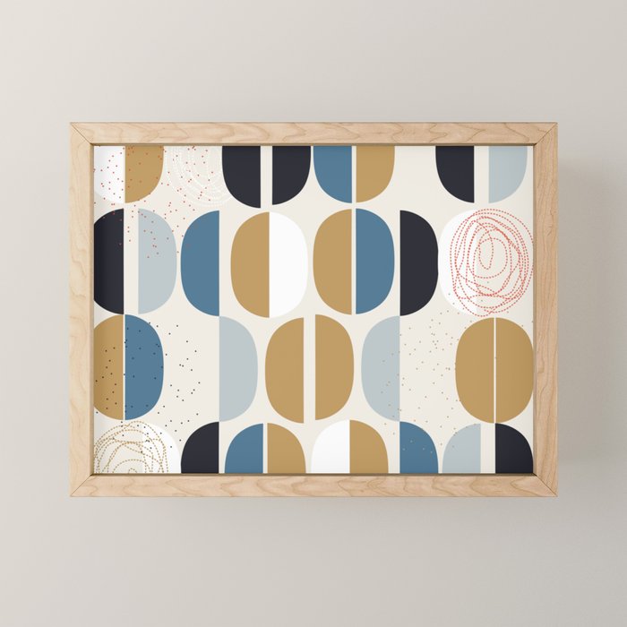 Mid century geometric pattern Mini Art Print Gallery Image 1