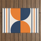 Abstract Shapes 78 in Orange and Navy Blue Outdoor Rug Gallery Image 1