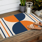 Abstract Shapes 78 in Orange and Navy Blue Outdoor Rug Gallery Image 2