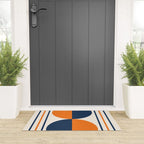 Abstract Shapes 78 in Orange and Navy Blue Welcome Mat Gallery Image 3