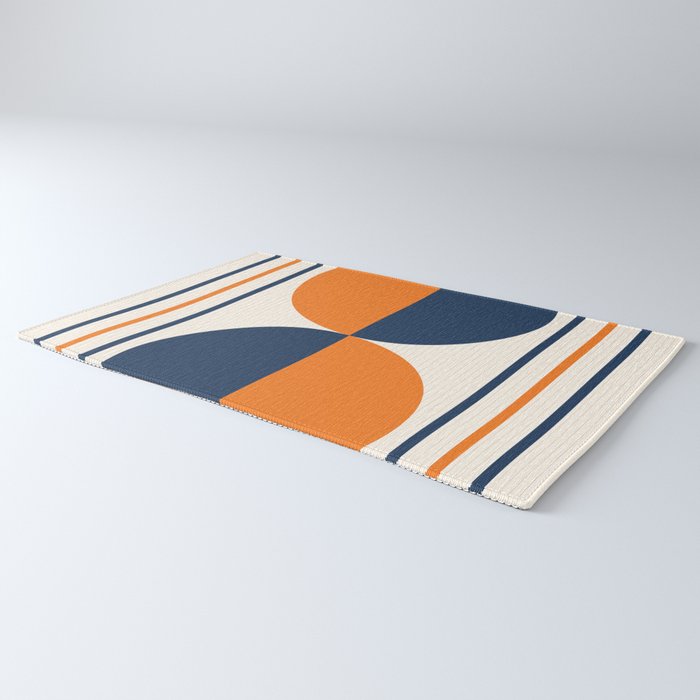 Abstract Shapes 78 in Orange and Navy Blue Rug Gallery Image 3