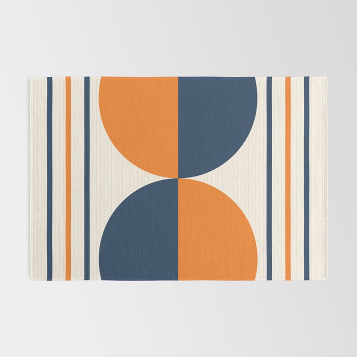 Abstract Shapes 78 in Orange and Navy Blue Rug Gallery Image 2