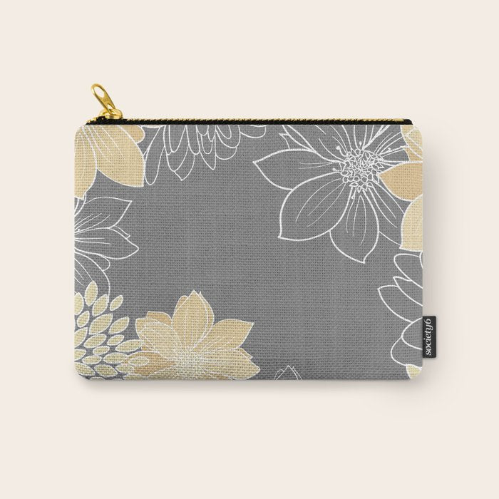 Yellow and Grey Floral Carry All Pouch Gallery Image 1