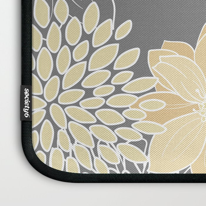 Yellow and Grey Floral Laptop Sleeve Gallery Image 3