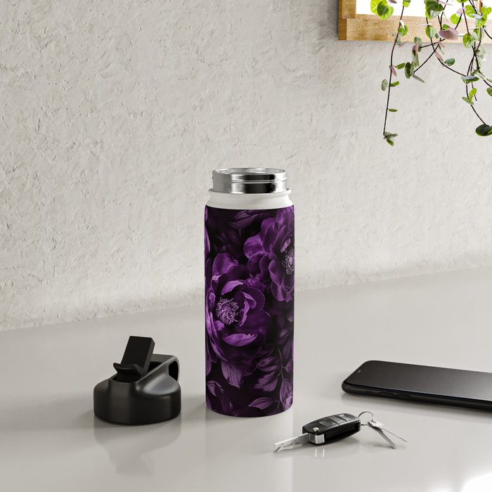 Midnight Garden Baroque Blooms Plum Blue Water Bottle Gallery Image 4