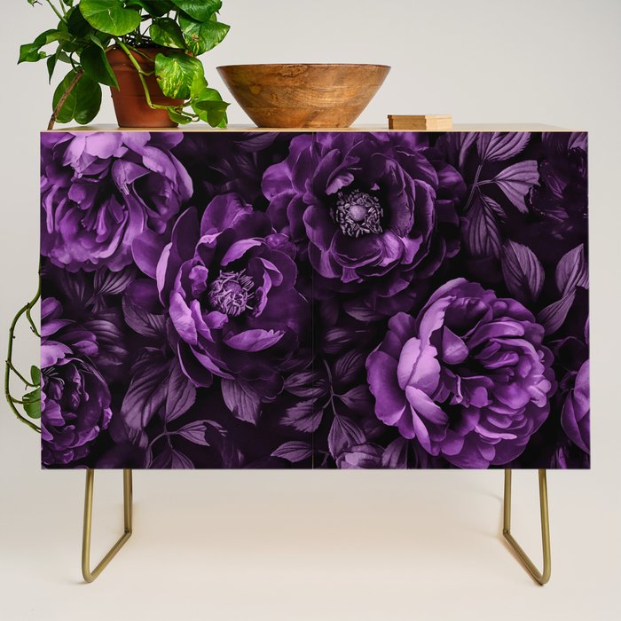 Midnight Garden Baroque Blooms Plum Blue Credenza Gallery Image 1