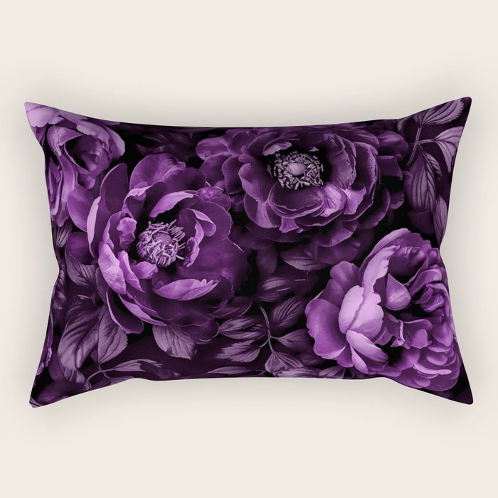Midnight Garden Baroque Blooms Plum Blue Rectangular Pillow Gallery Image 2