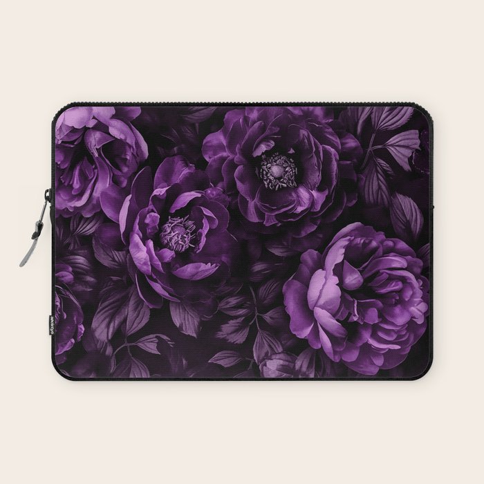 Midnight Garden Baroque Blooms Plum Blue Laptop Sleeve Gallery Image 1