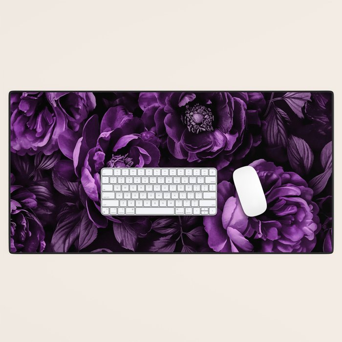 Midnight Garden Baroque Blooms Plum Blue Desk Mat Gallery Image 1