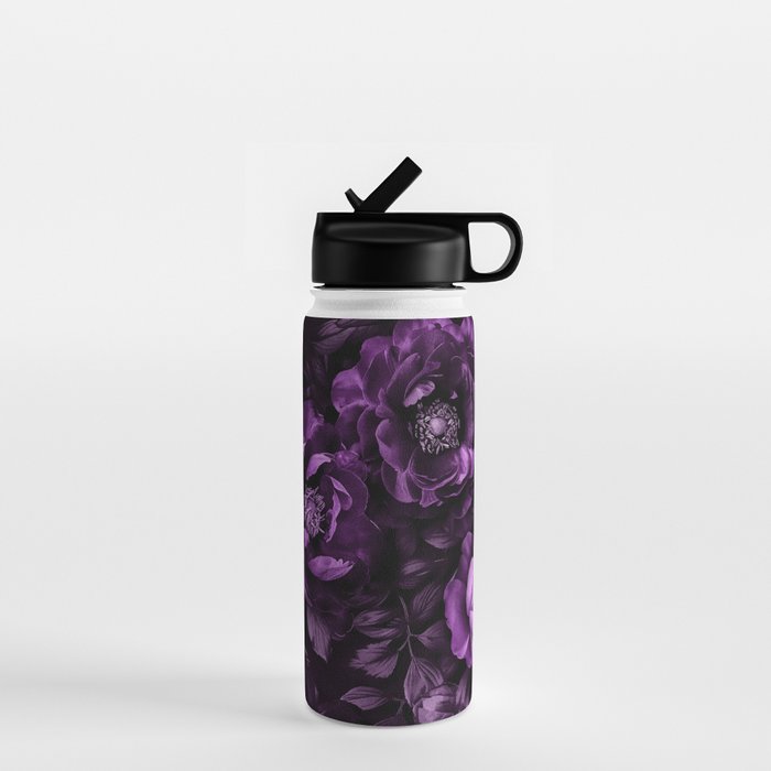 Midnight Garden Baroque Blooms Plum Blue Water Bottle Gallery Image 1