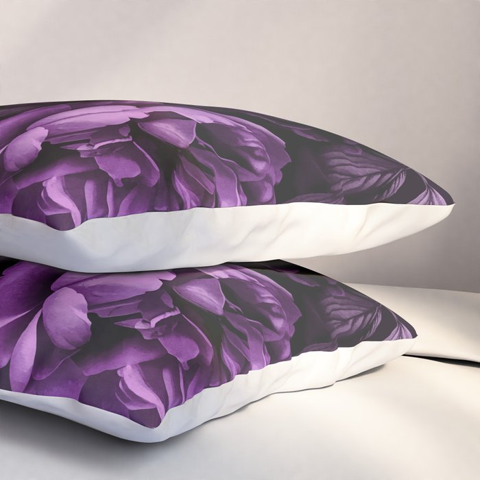 Midnight Garden Baroque Blooms Plum Blue Pillow Sham Gallery Image 3