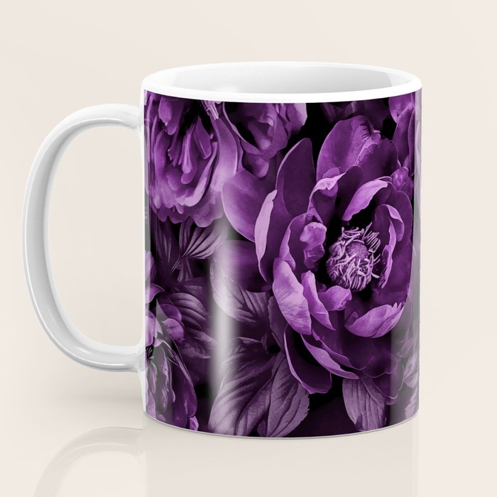 Midnight Garden Baroque Blooms Plum Blue Coffee Mug Gallery Image 3