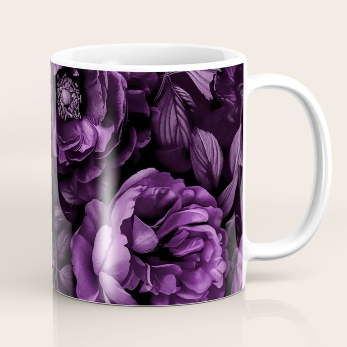 Midnight Garden Baroque Blooms Plum Blue Coffee Mug Gallery Image 1