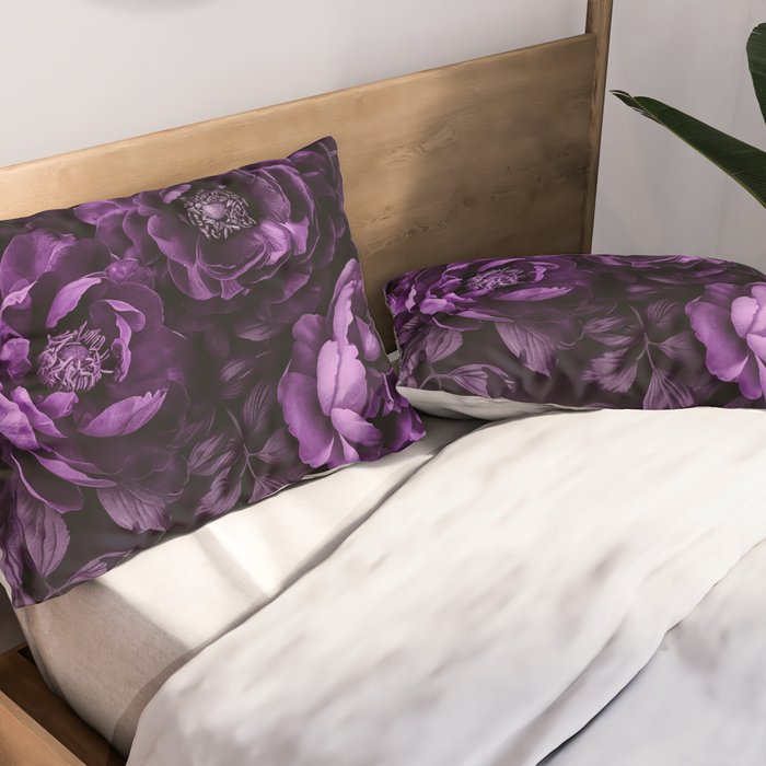 Midnight Garden Baroque Blooms Plum Blue Pillow Sham Gallery Image 2
