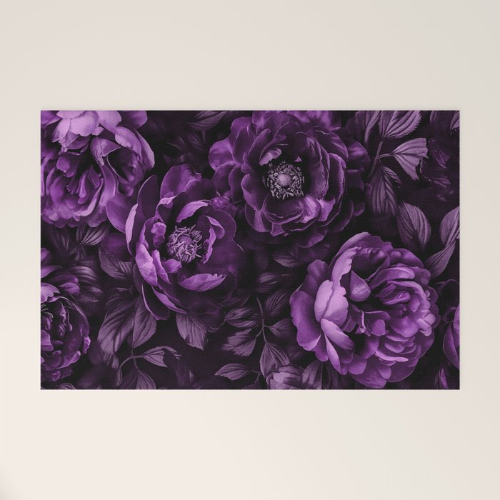 Midnight Garden Baroque Blooms Plum Blue Welcome Mat Gallery Image 1