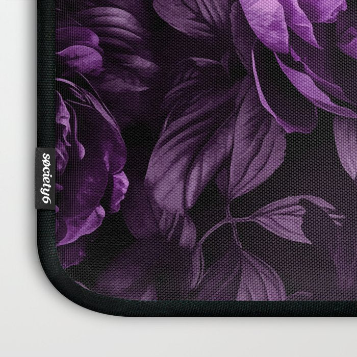 Midnight Garden Baroque Blooms Plum Blue Laptop Sleeve Gallery Image 3