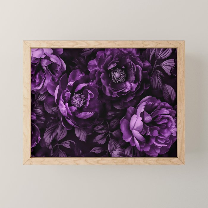 Midnight Garden Baroque Blooms Plum Blue Mini Art Print Gallery Image 1