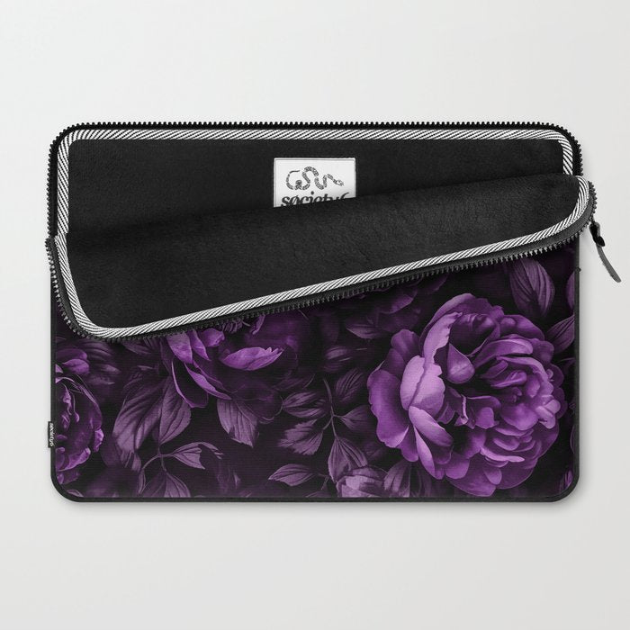 Midnight Garden Baroque Blooms Plum Blue Laptop Sleeve Gallery Image 2