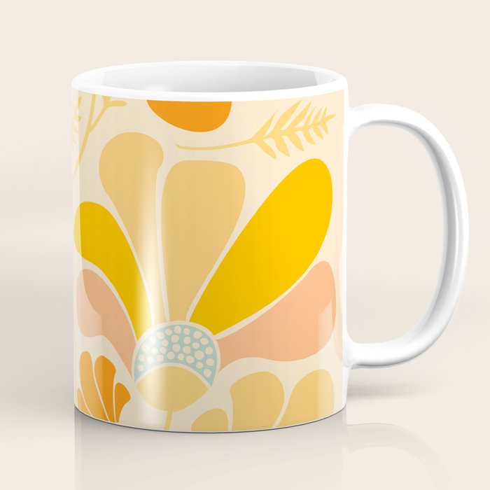Sunny Flowers Floral Illustration Coffee Mug Gallery Image 1