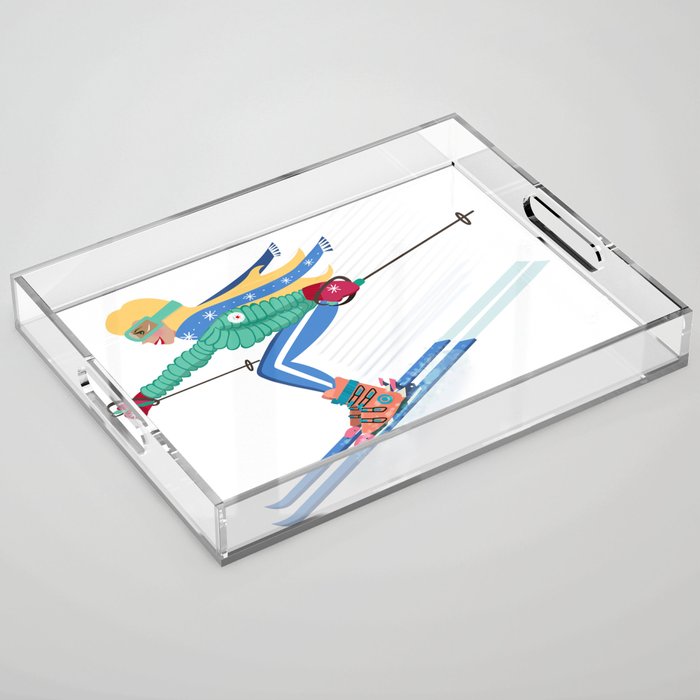 Skiing Girl Acrylic Tray Gallery Image 1