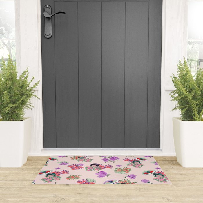 Pastel purple oriental pattern Welcome Mat Gallery Image 3