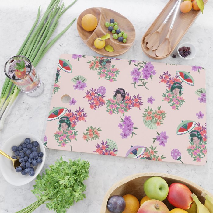 Pastel purple oriental pattern Cutting Board Gallery Image 2
