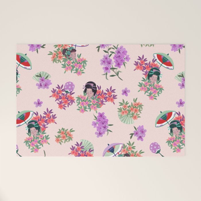 Pastel purple oriental pattern Welcome Mat Gallery Image 1