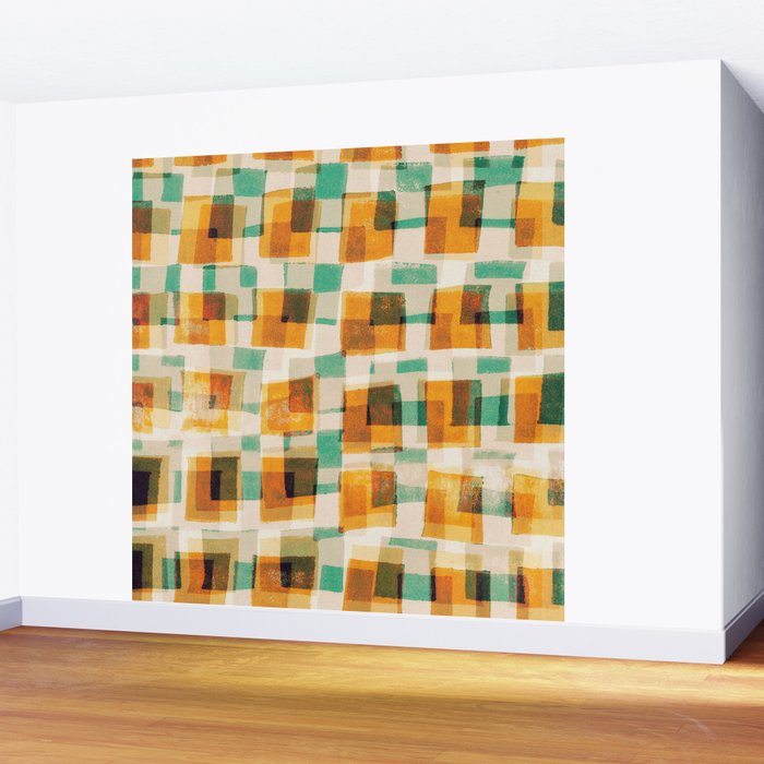 Abstract Linocut Pattern #9 Wall Mural Gallery Image 2