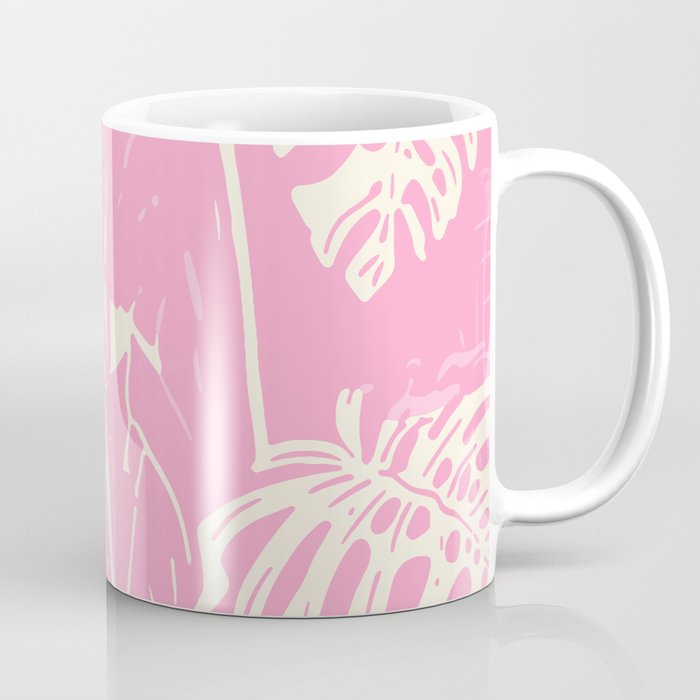 Pink Monstera Boho Tropical Coffee Mug Gallery Image 1