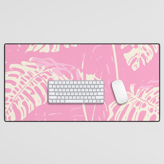 Pink Monstera Boho Tropical Desk Mat Gallery Image 1