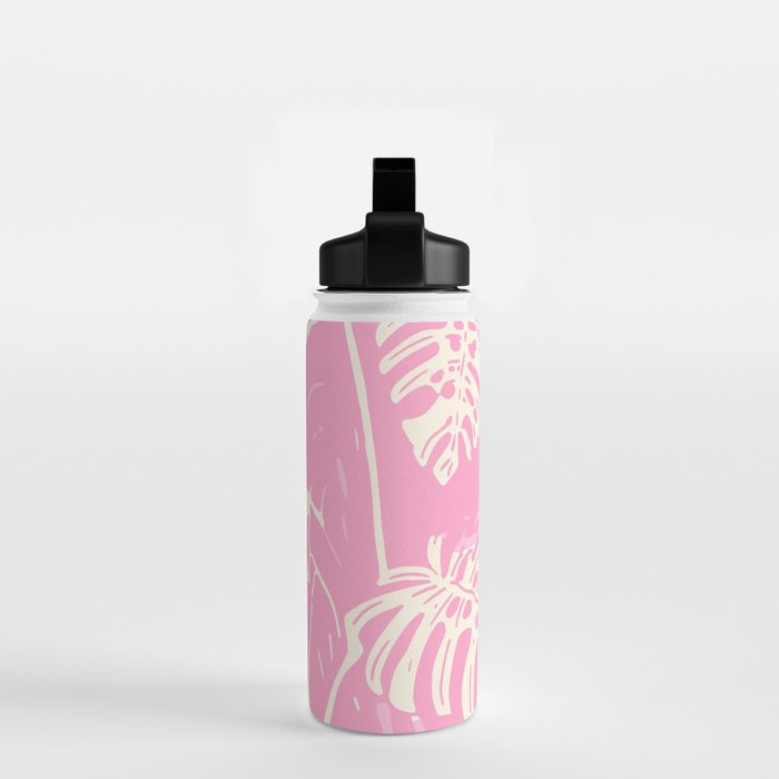 Pink Monstera Boho Tropical Water Bottle Gallery Image 2