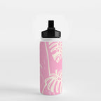 Pink Monstera Boho Tropical Water Bottle Gallery Image 2