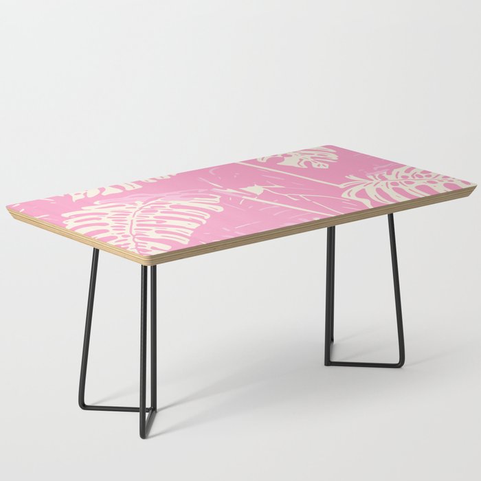 Pink Monstera Boho Tropical Coffee Table Gallery Image 1