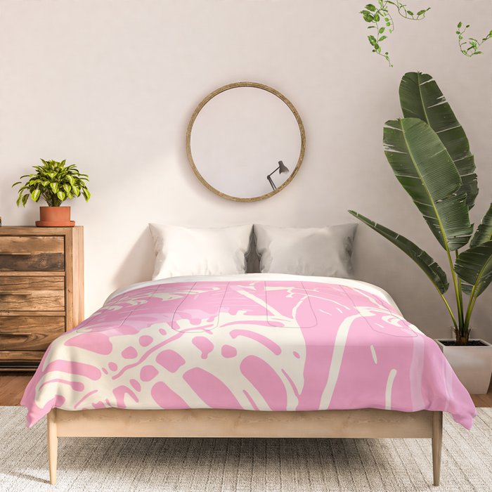 Pink Monstera Boho Tropical Comforter Gallery Image 3